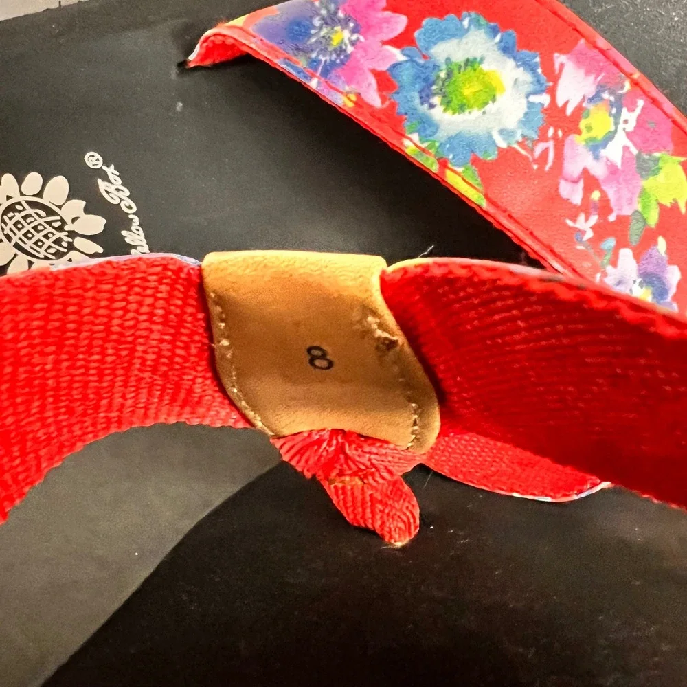 Yellow Box Red Floral Mellow Mat Platform Flip Flop Sandals Womens Size 8 - Picture 9 of 10